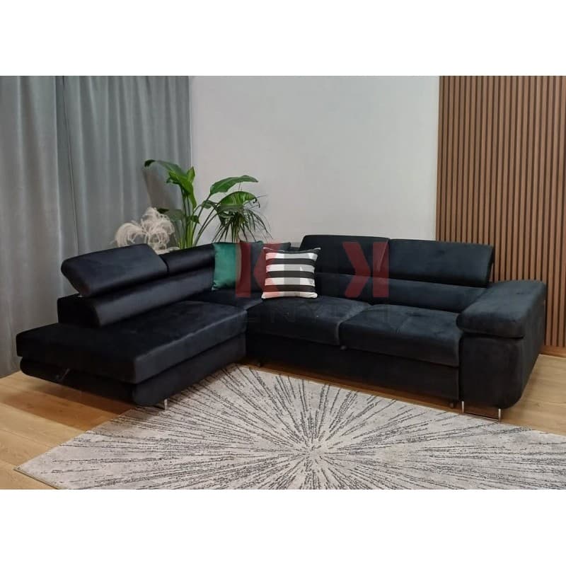 Narożnik Aston lewy 275x202 cm Monolith 99 czarny-od ręki