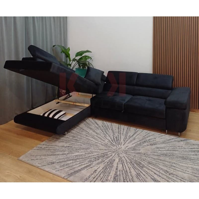 Narożnik Aston lewy 275x202 cm Monolith 99 czarny-od ręki