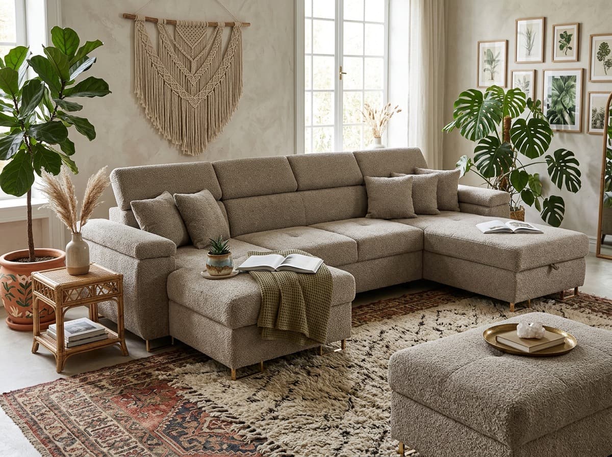 Narożnik ASTON LONG BIS BONELL 348x202 cm DO WYBORU — aranżacja wnętrza